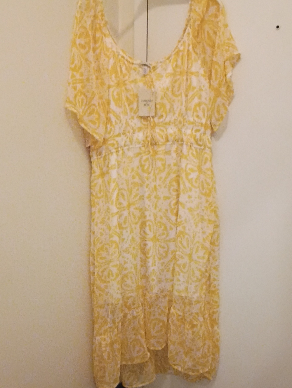 Yellow Floral Short-Sleeve Wedding Dress